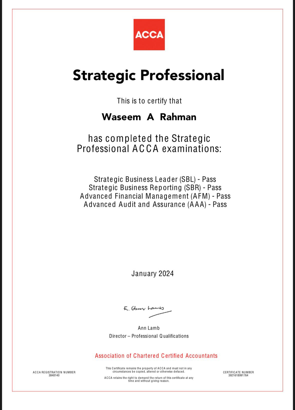 ACCA Certificate