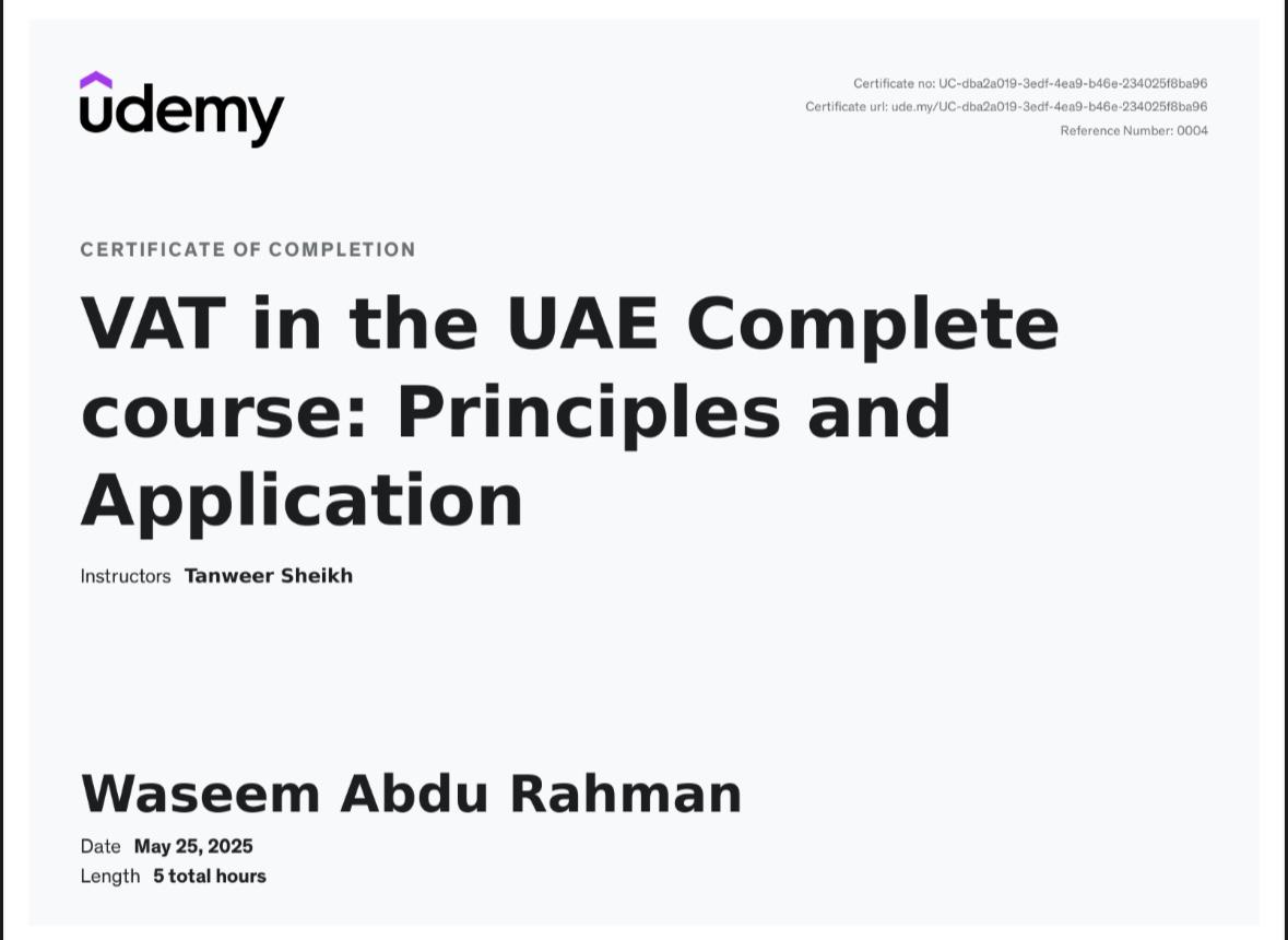 UAE VAT Certificate